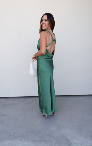 Green Satin Dress - Medium - Never Worn