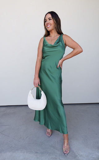 Green Satin Dress - Medium - Never Worn