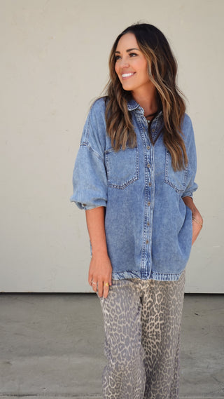 Washed Chambray Button-Down Shirt