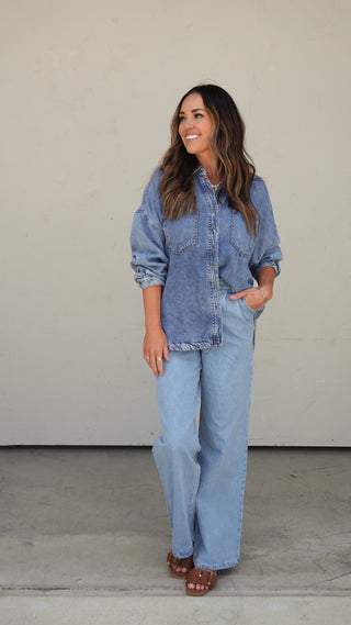 Washed Chambray Button-Down Shirt