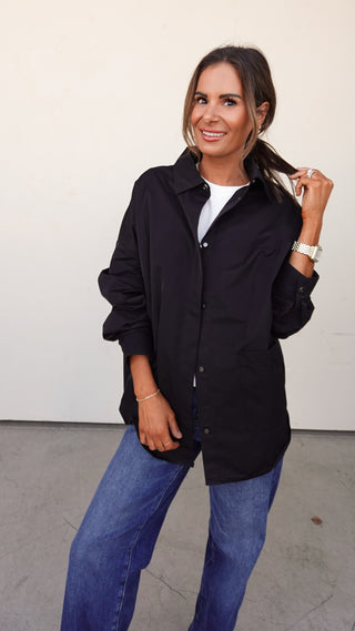 Black Button Down Shirt Jacket