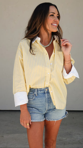 Yellow Striped Button-Down Shirt