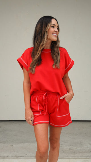 Red Scuba Loungewear Set