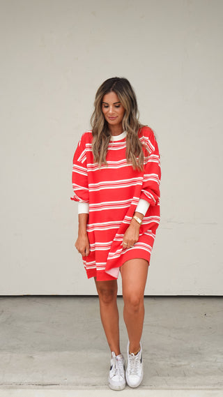 Red Striped Jersey Dress