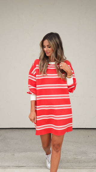 Red Striped Jersey Dress