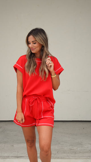 Red Scuba Loungewear Set