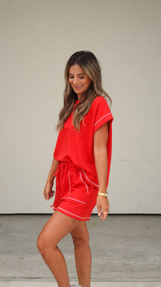 Red Scuba Loungewear Set