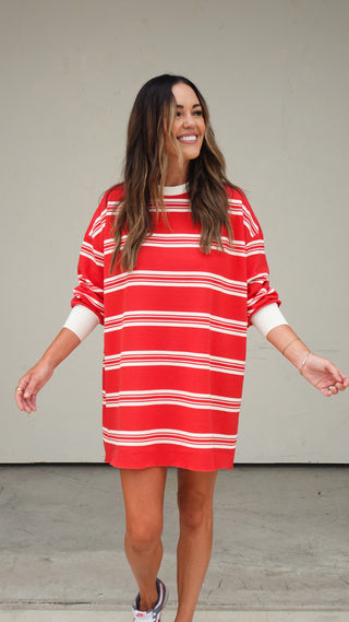 Red Striped Jersey Dress