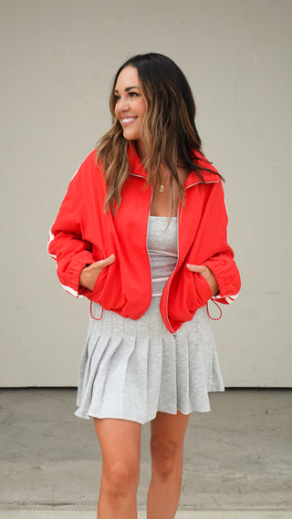Red Striped Bomber Jacket