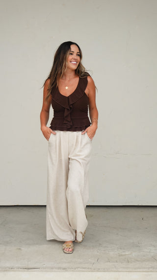 Outmeal Linen Trouser Pant