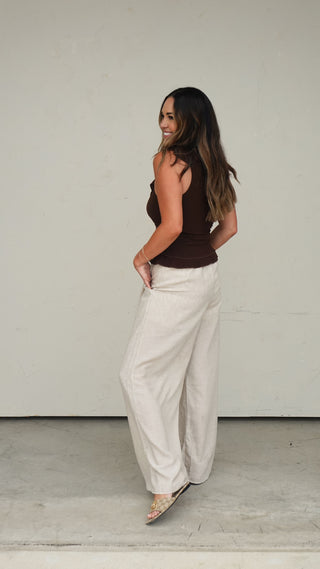 Outmeal Linen Trouser Pant