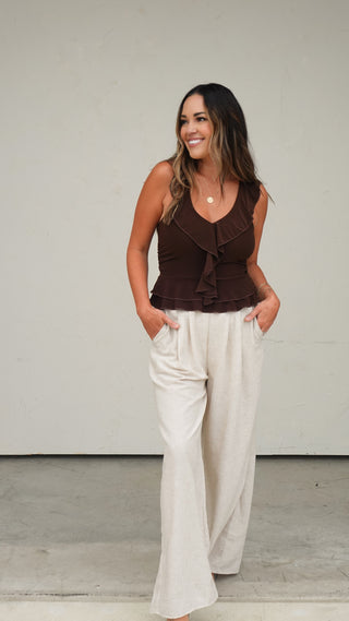 Outmeal Linen Trouser Pant