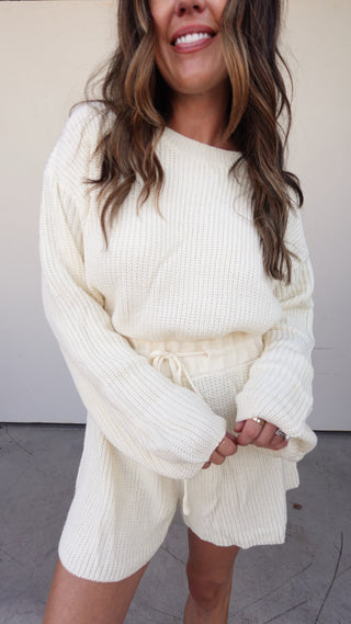 Cream Long Sleeve Knit Romper