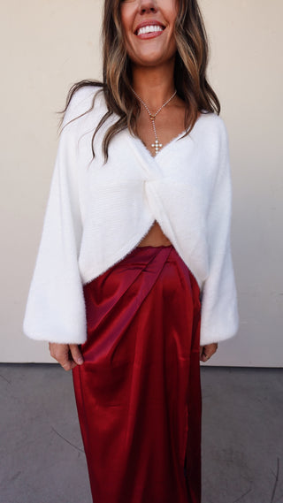 Off White Twist Front Sweater