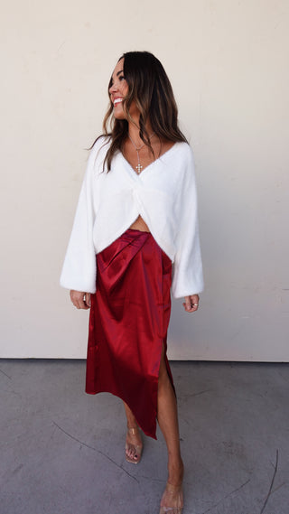 Off White Twist Front Sweater