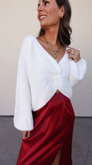 Off White Twist Front Sweater