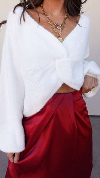 Off White Twist Front Sweater