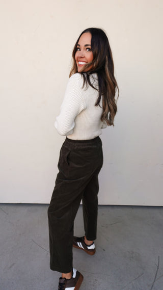 Olive Relaxed Corduroy Pants