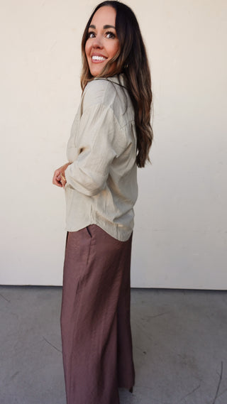 Sage Woven Button-Down Shirt