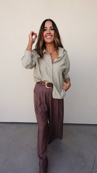 Sage Woven Button-Down Shirt