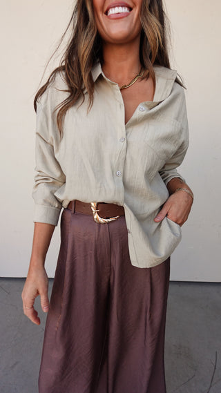 Sage Woven Button-Down Shirt
