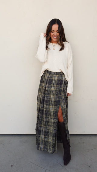 Cream Rolled Hem Sweater