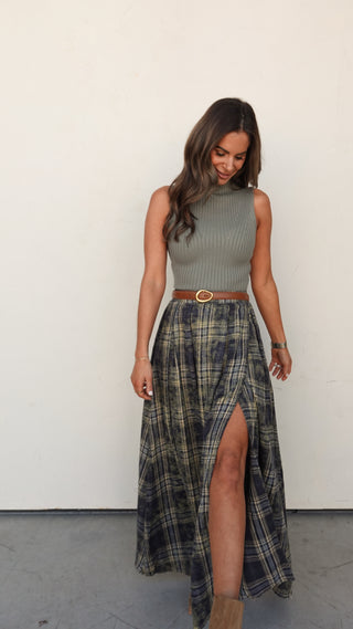 Olive Mock Neck Knit Tank