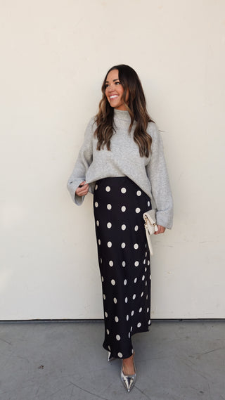 Polka Dot Satin Maxi Skirt