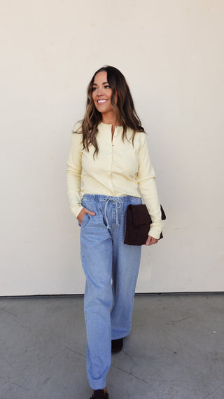 Butter Ribbed Henley Top