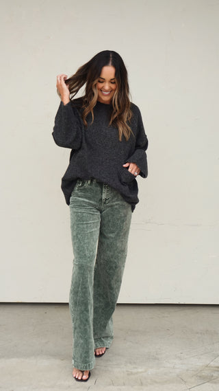 Charcoal Front-Pocket Sweater