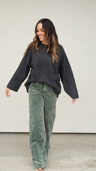 Charcoal Front-Pocket Sweater