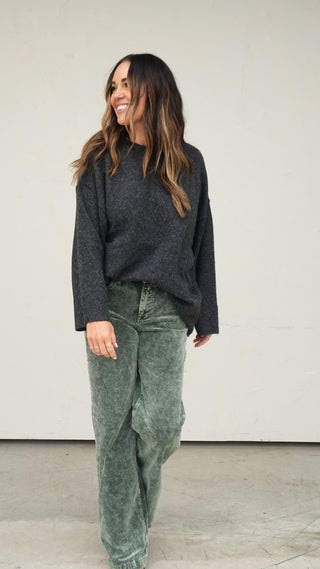Charcoal Front-Pocket Sweater