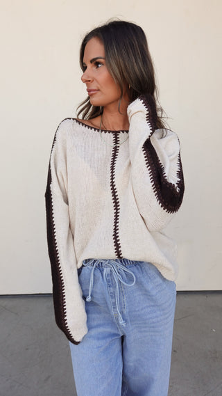 Beige Sweater with Stitch Detail