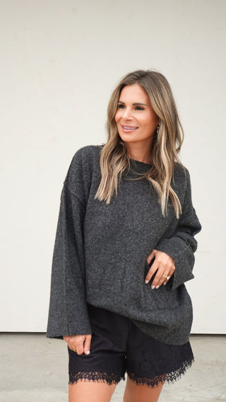 Charcoal Front-Pocket Sweater