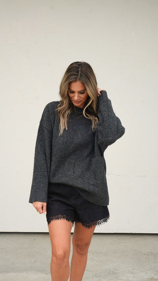 Charcoal Front-Pocket Sweater