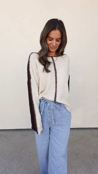 Beige Sweater with Stitch Detail