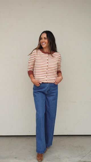 Rust Striped Cardigan