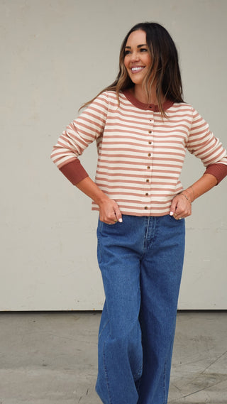 Rust Striped Cardigan