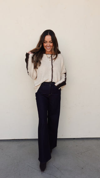 Beige Sweater with Stitch Detail