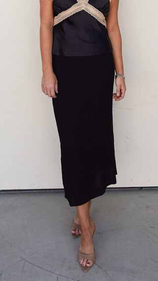 Black Textured Maxi Skirt