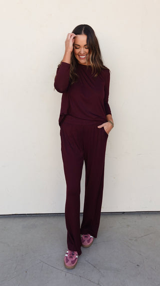Dark Cherry Breathable Loungewear Set
