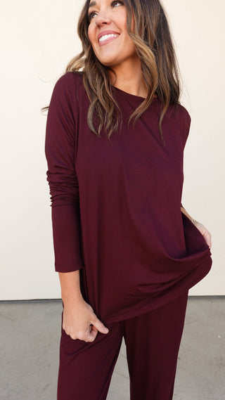 Dark Cherry Breathable Loungewear Set