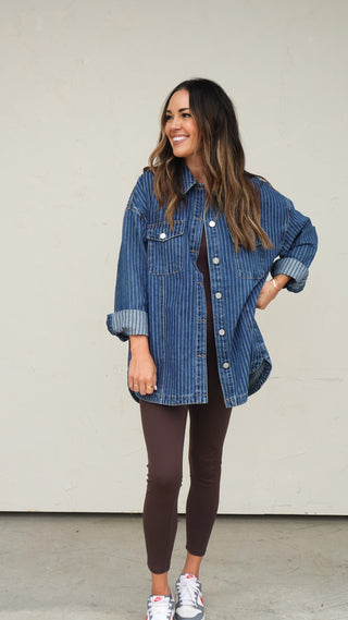 Denim Oversized Pinstripe Shacket