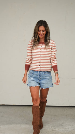 Rust Striped Cardigan