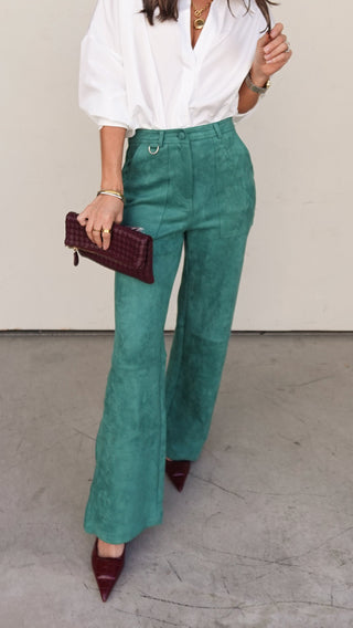 Green Suede Utility Pant