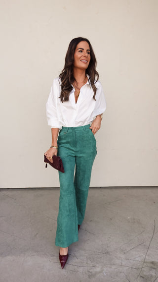 Green Suede Utility Pant
