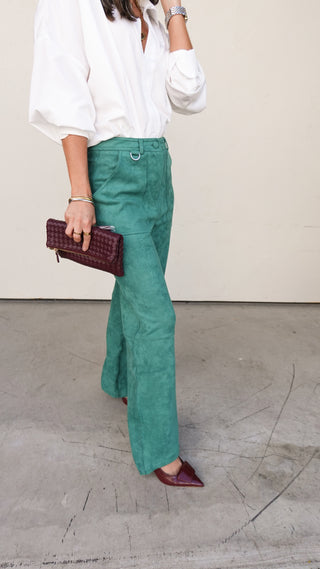 Green Suede Utility Pant