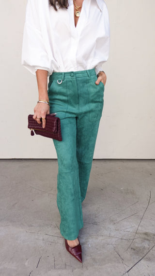 Green Suede Utility Pant