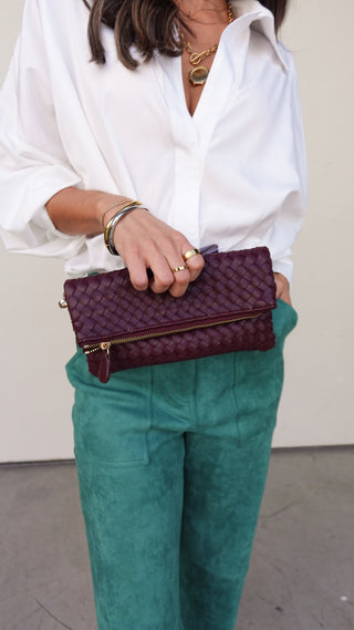Burgundy Woven Wristlet