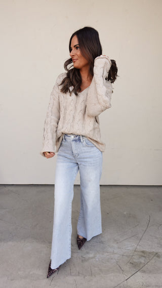 Light Wash High Rise Wide Leg Denim